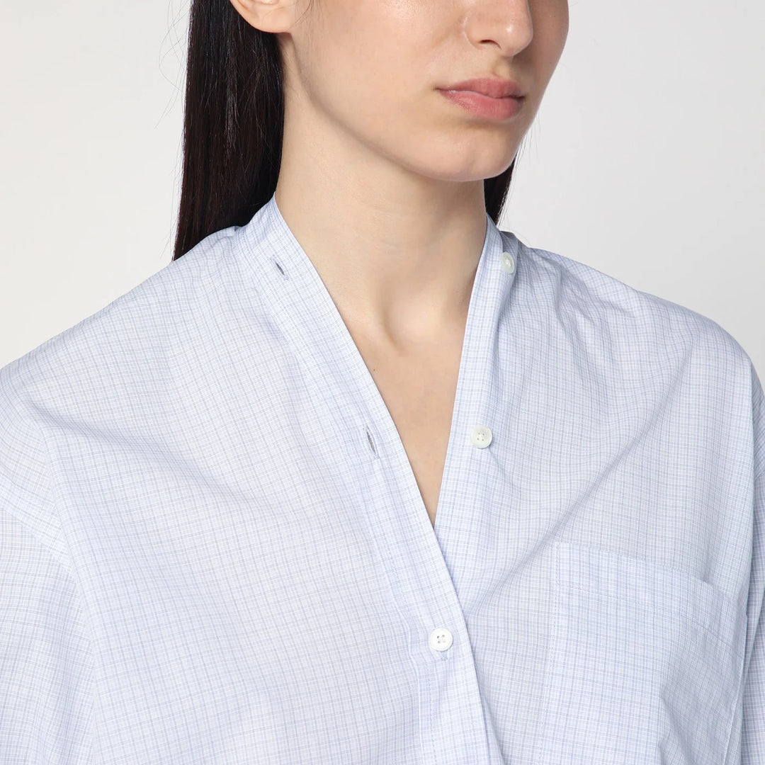 6397 - Light blue checkered cotton shirt
