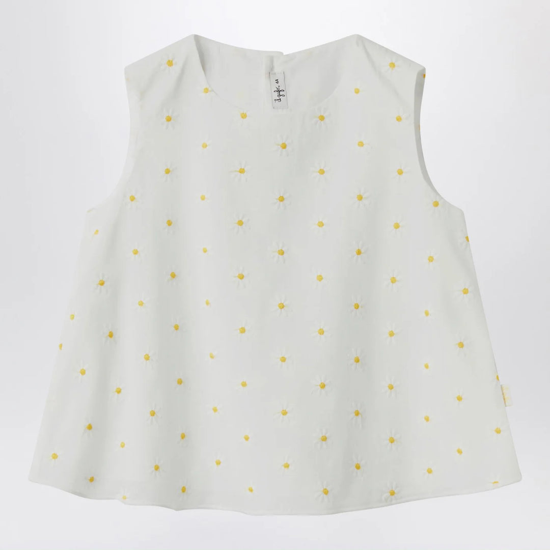 Il Gufo - White top with floral embroidery