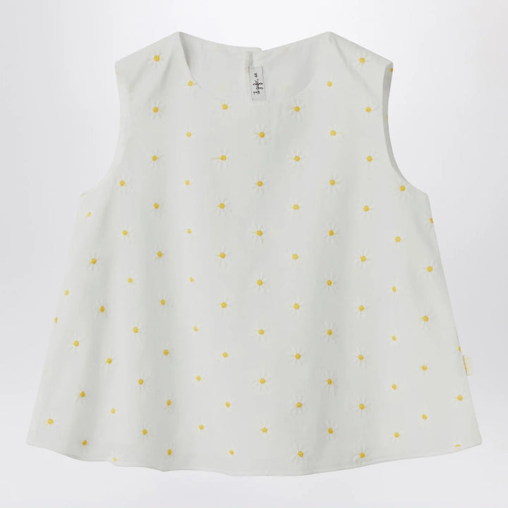 Il Gufo - White top with floral embroidery