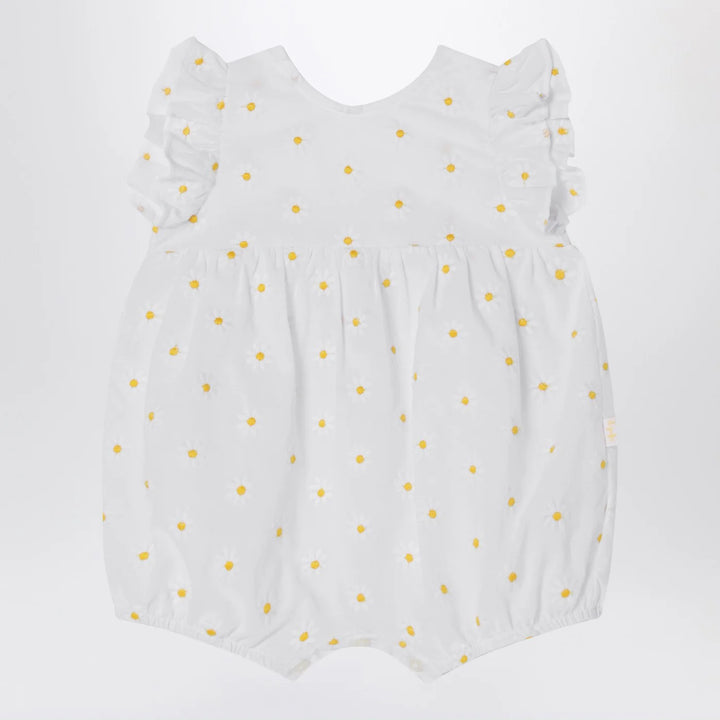 Il Gufo - White romper with floral embroidery