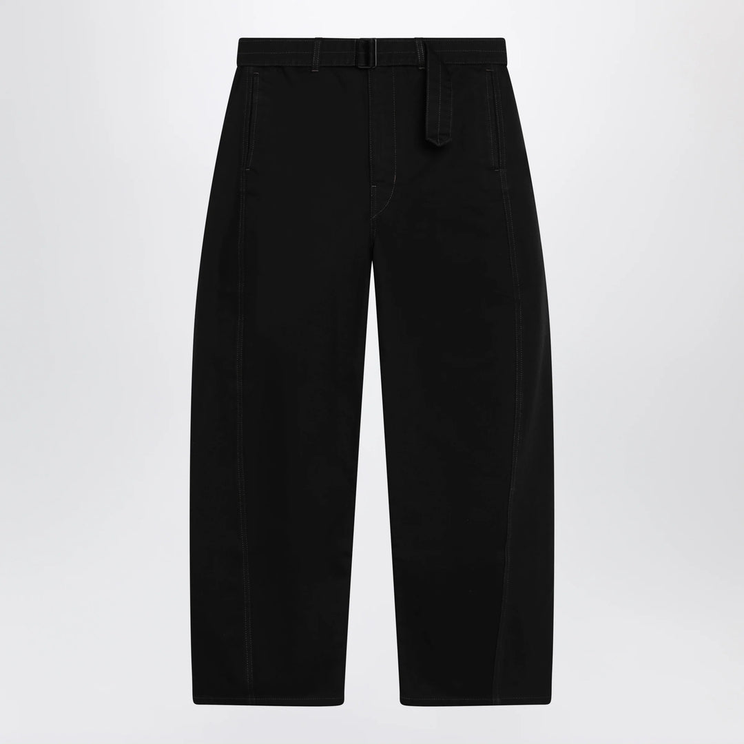LEMAIRE - Black cotton trousers with belt
