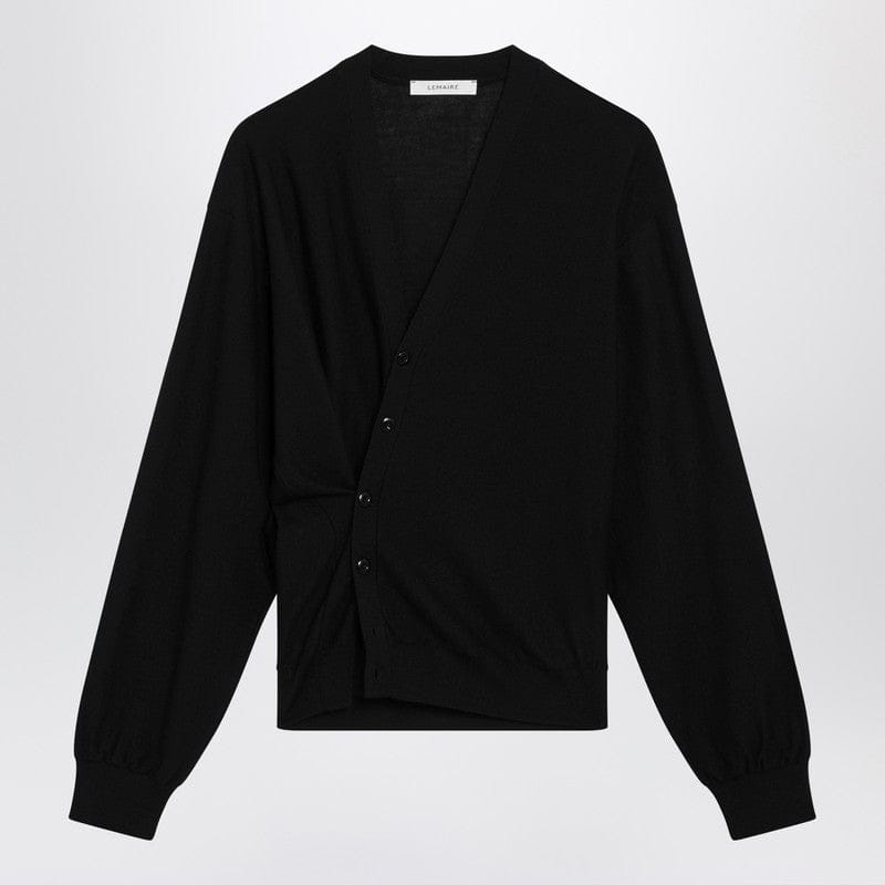 Shirts & Tops LEMAIRE - Black asymmetric wool-blend cardigan - L Brand