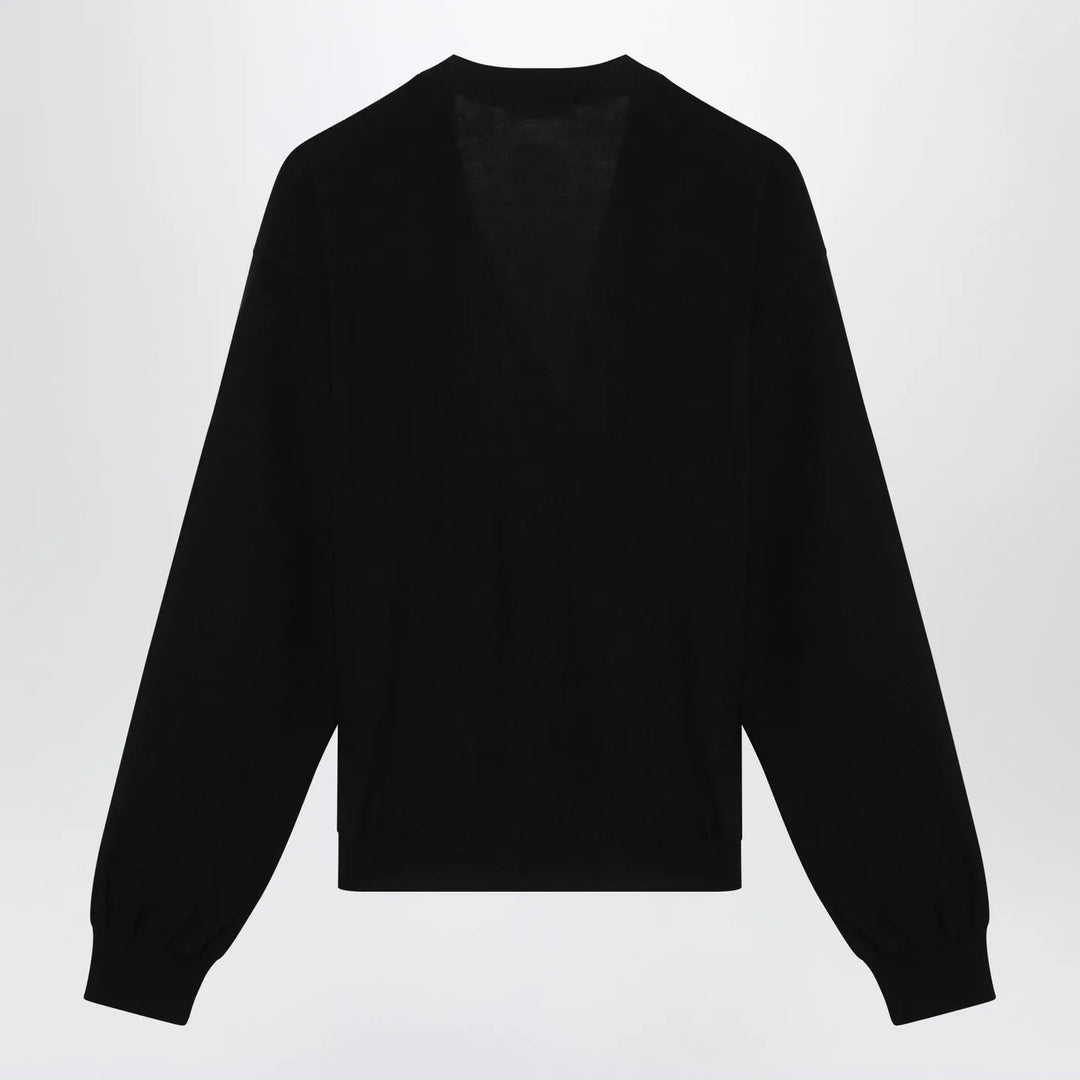 LEMAIRE - Black asymmetric wool-blend cardigan Brand Shirts &amp; Tops