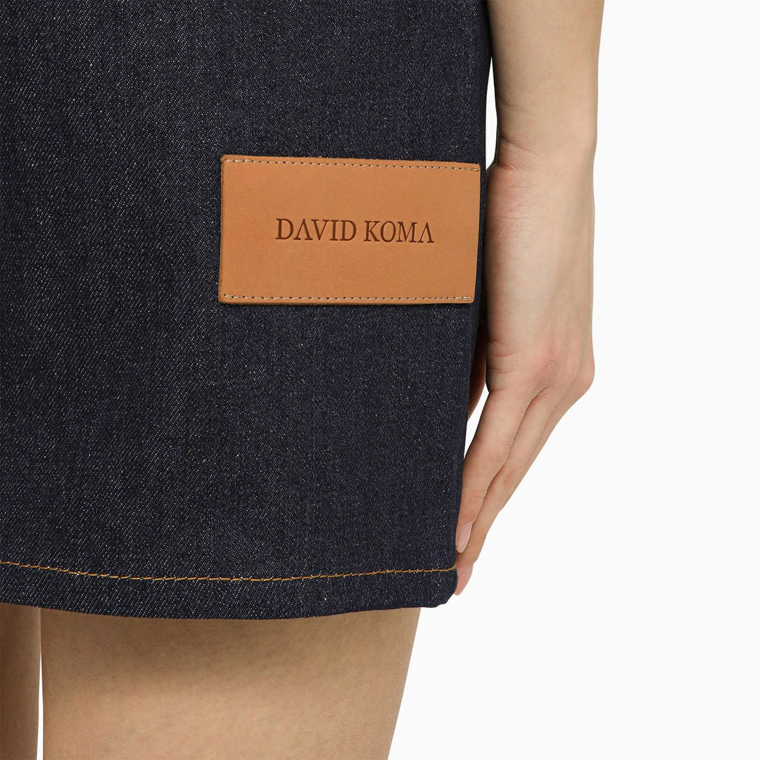 David Koma - Blue denim mini dress with mirrors