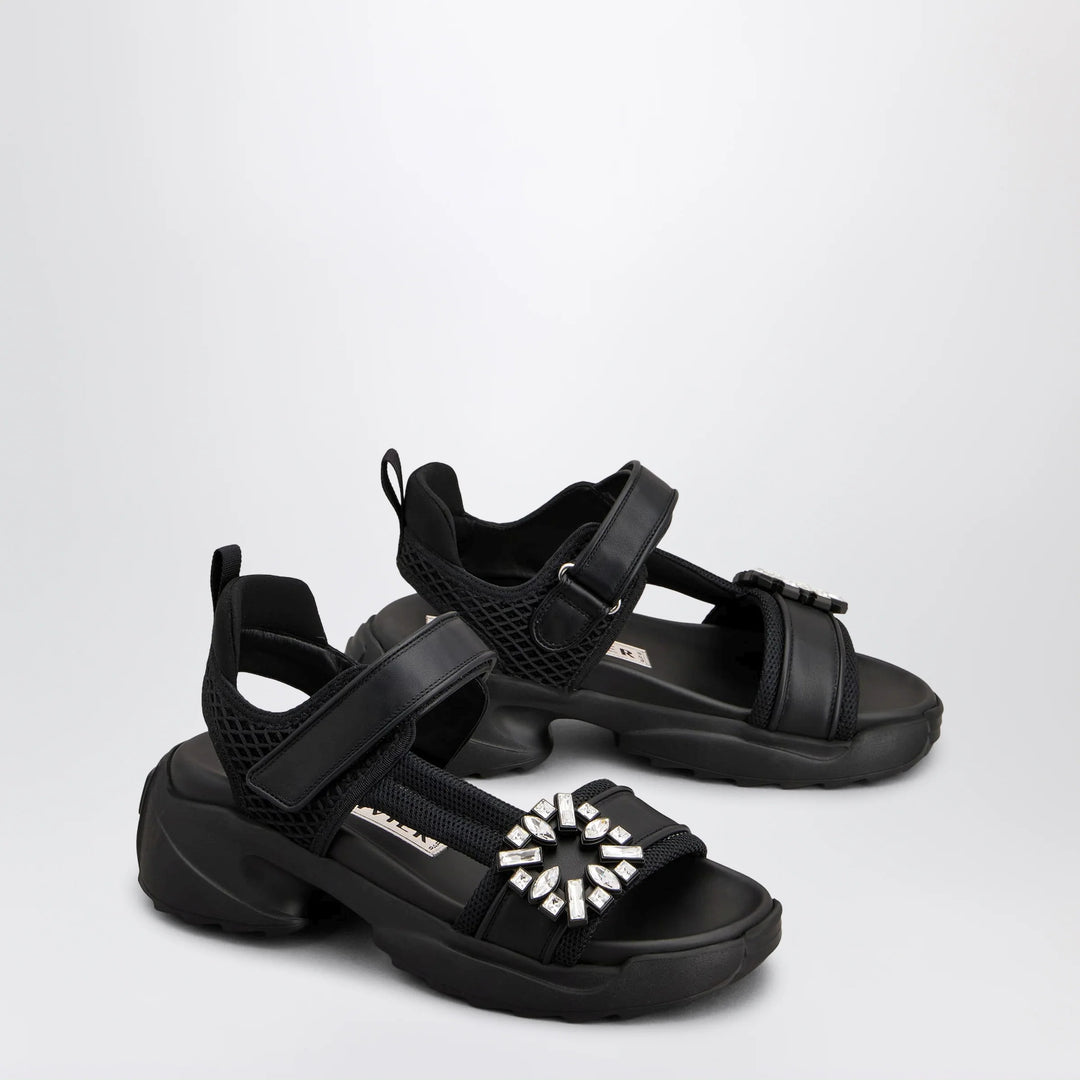 ROGER VIVIER - Viv’ on the Run black leather and textile sandals