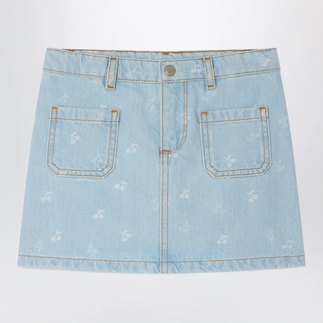 Bonpoint - Tison denim skirt with jacquard cherries