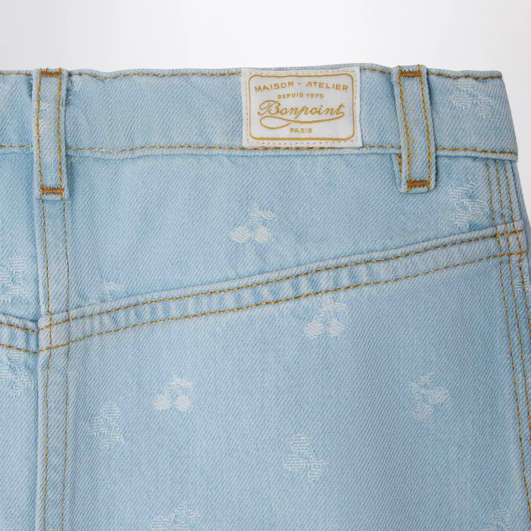Bonpoint - Tison denim skirt with jacquard cherries