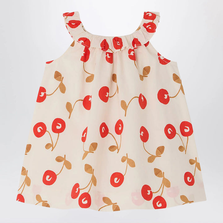 Bonpoint - Niniki écru dress with cherry print and ruffles