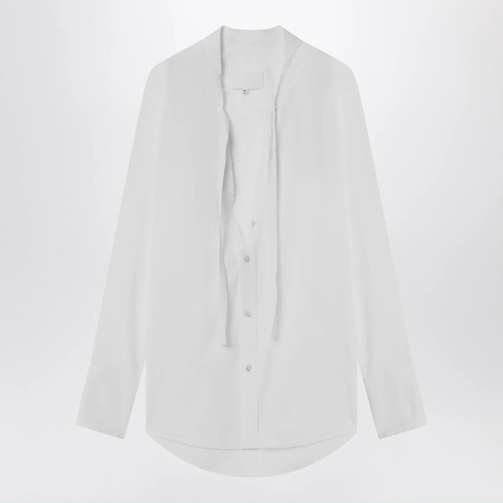 Maison Margiela - Deep V-neck cotton poplin shirt in white