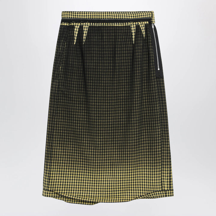 Maison Margiela - Virgin wool midi skirt with faded check pattern