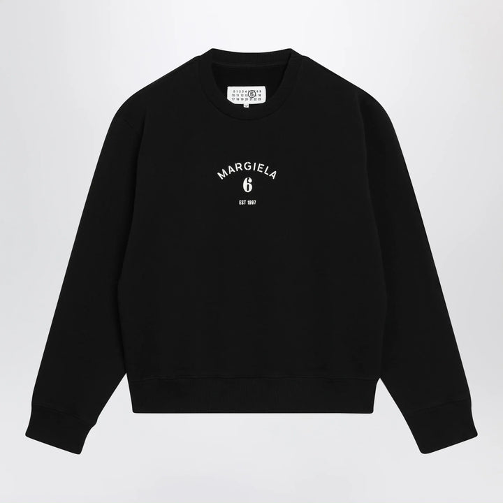 MM6 Maison Margiela - Numeric signature crewneck sweatshirt in black cotton Brand Apparel &amp; Accessories > Clothing > Shirts &amp; Tops