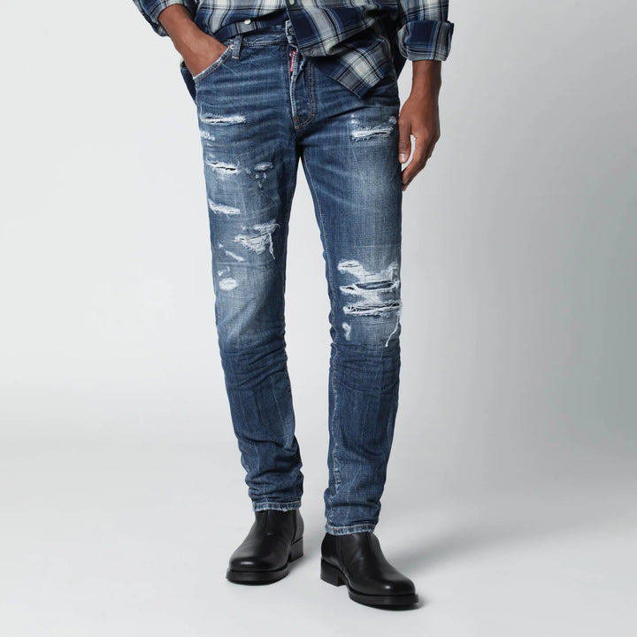 Dsquared2 - Slim blue washed jeans with rips