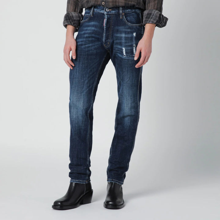 Dsquared2 - Slim-fit jeans in blue washed denim with distressed details