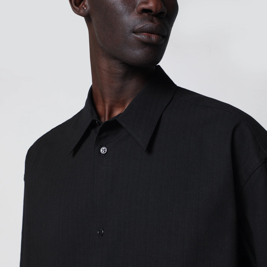 STUDIO NICHOLSON - Black cotton and linen shirt