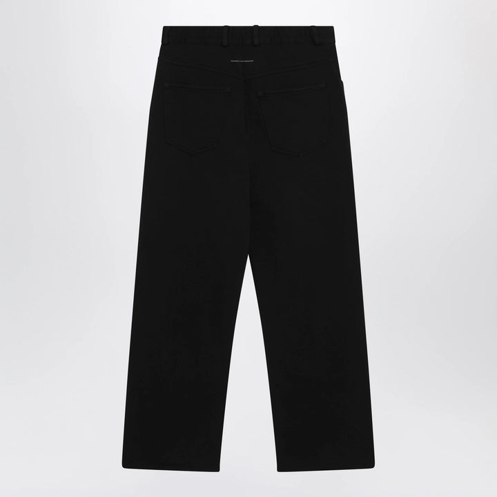 MM6 Maison Margiela - Wide-leg cotton trousers with embroidered logo, black