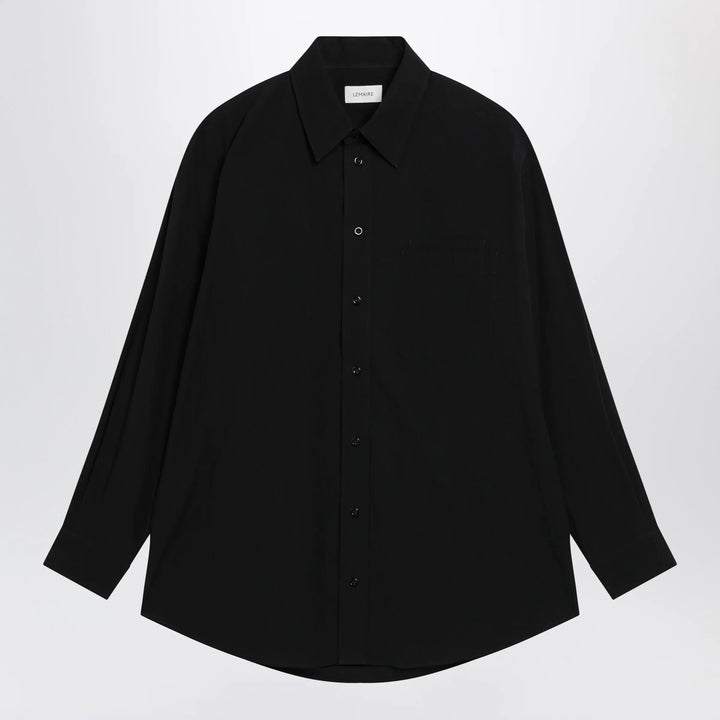 LEMAIRE - Long-sleeve shirt with chest pockets in black cotton