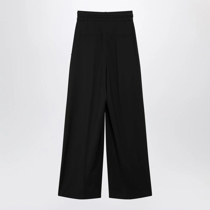 Sportmax - Black wide-leg stretch-wool trousers