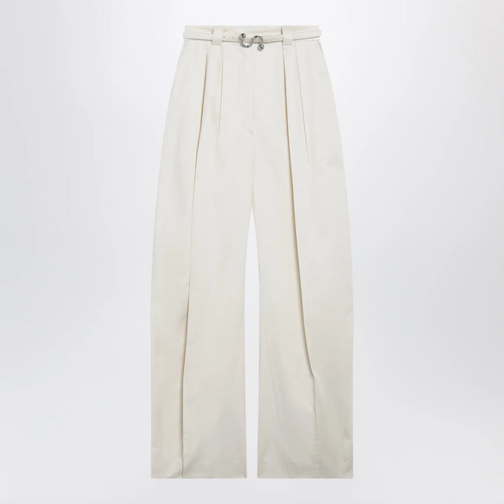Sportmax - Oversized trousers in vanilla cotton gabardine
