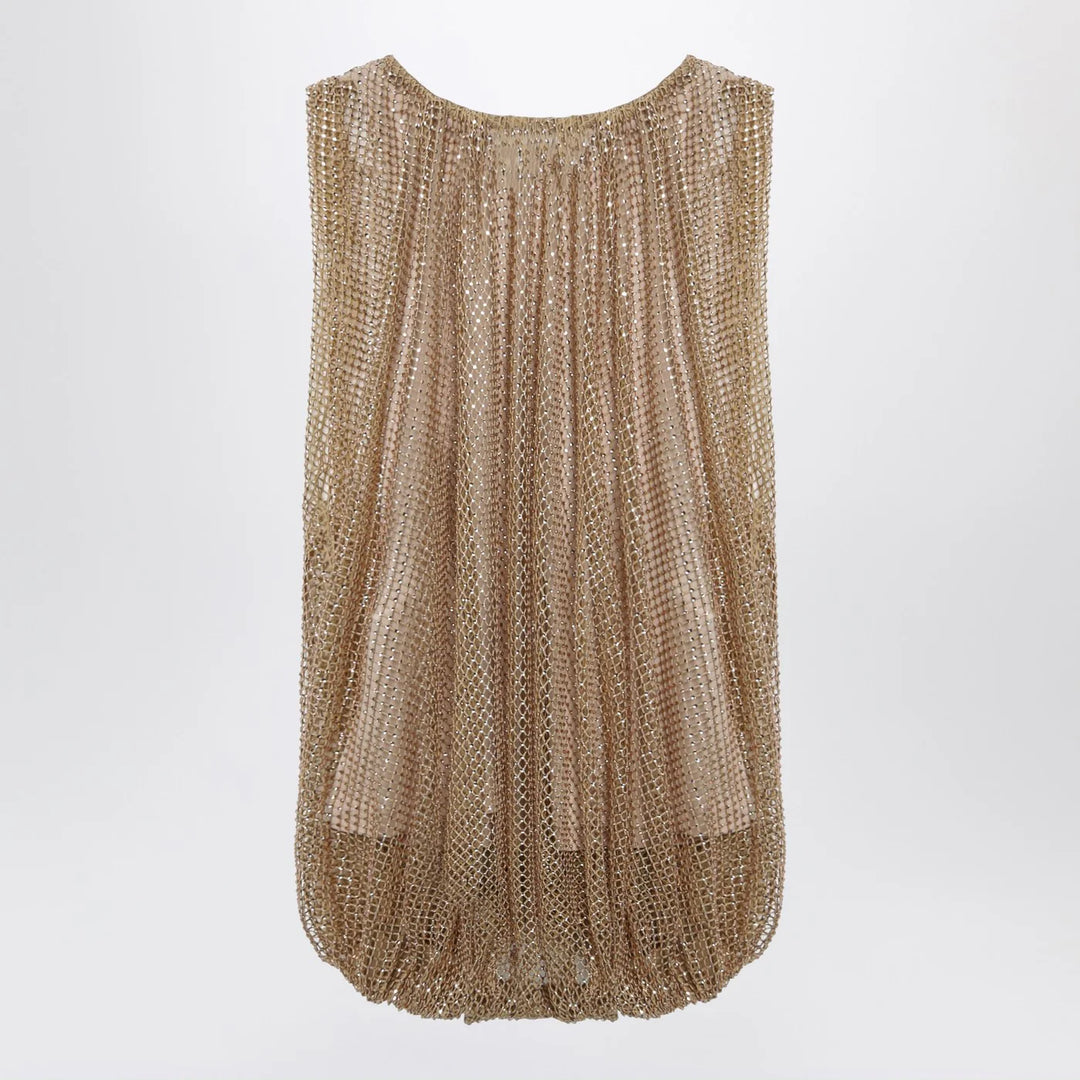 Sportmax - Camel mesh top with crystals