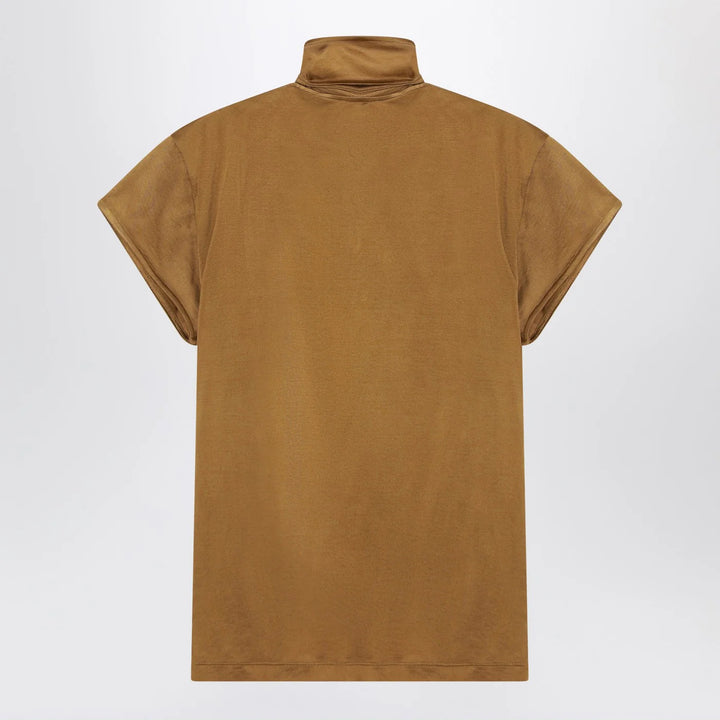 LEMAIRE - Cinnamon-brown T-shirt with scarf detail