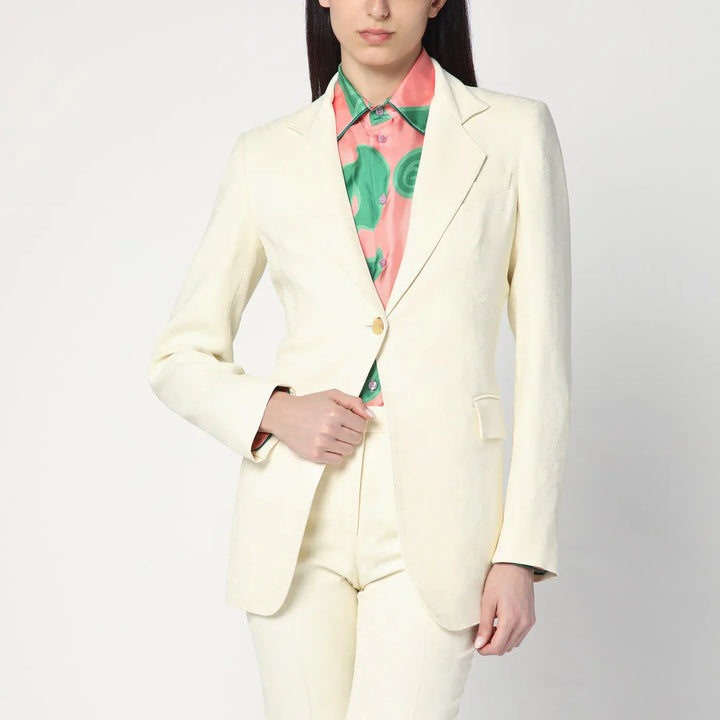 ETRO - White jacquard jacket with crossover detail