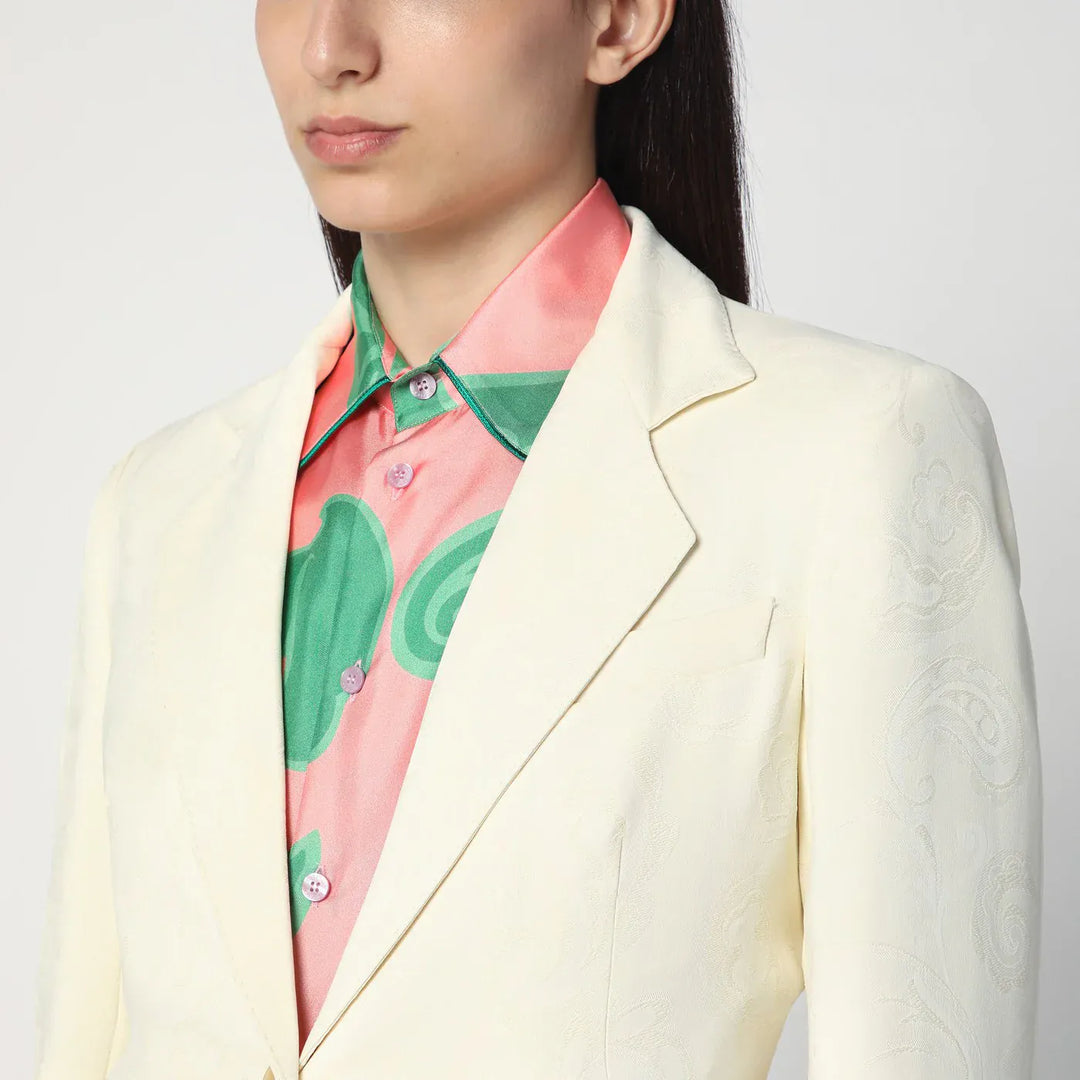 ETRO - White jacquard jacket with crossover detail