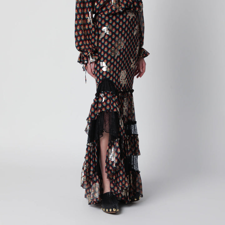 ETRO - Long skirt in silk blend with fil coupé