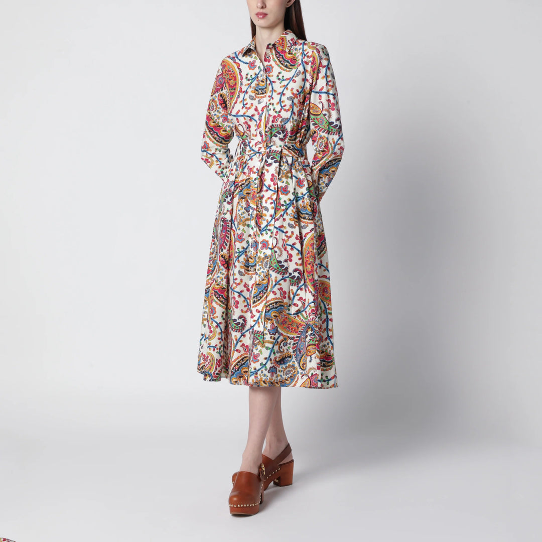 ETRO - Midi cotton dress with paisley print