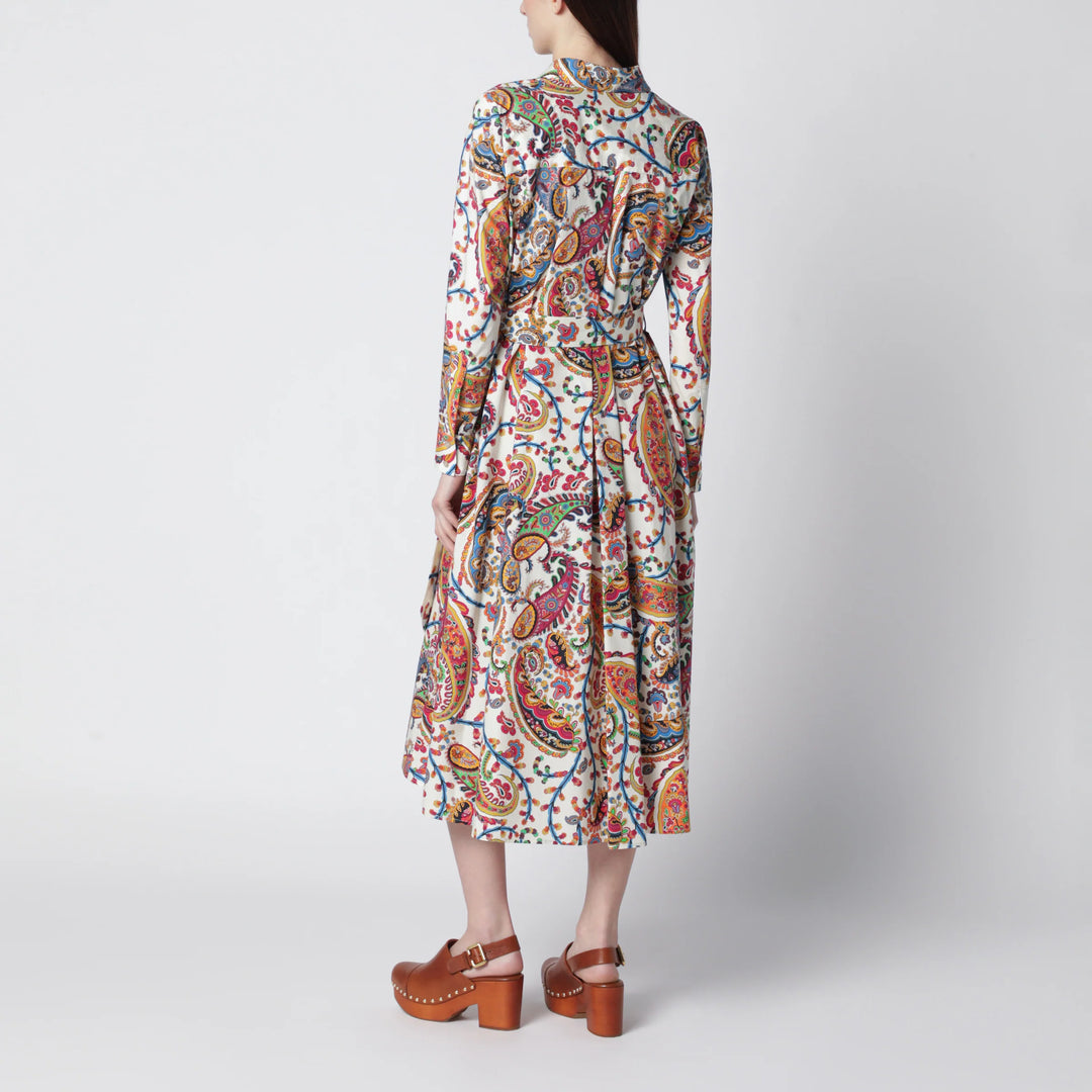ETRO - Midi cotton dress with paisley print