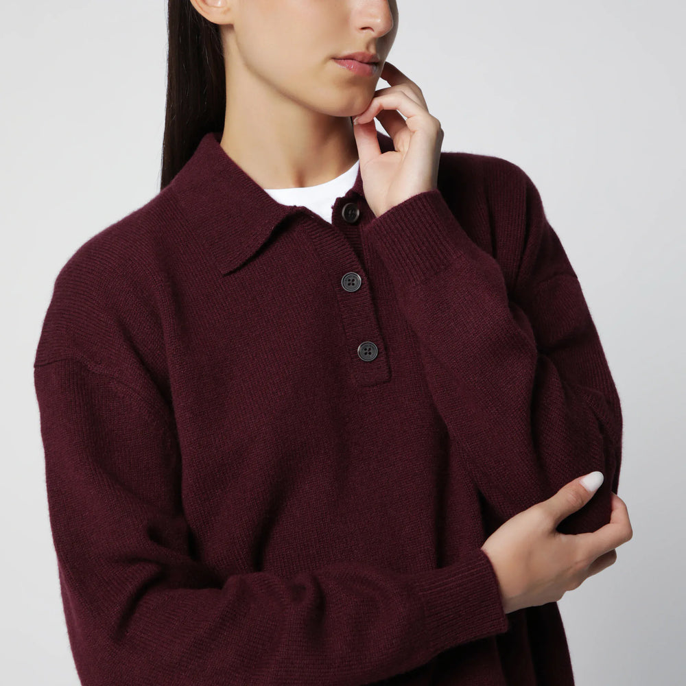ANINE BING - Burgundy cashmere polo sweater Brand