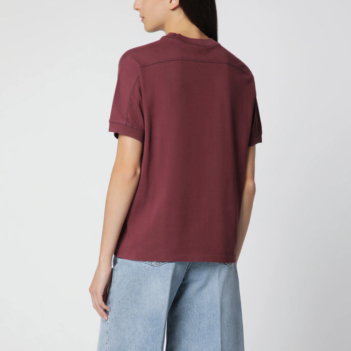 ANINE BING - Burgundy logo-print T-shirt Brand