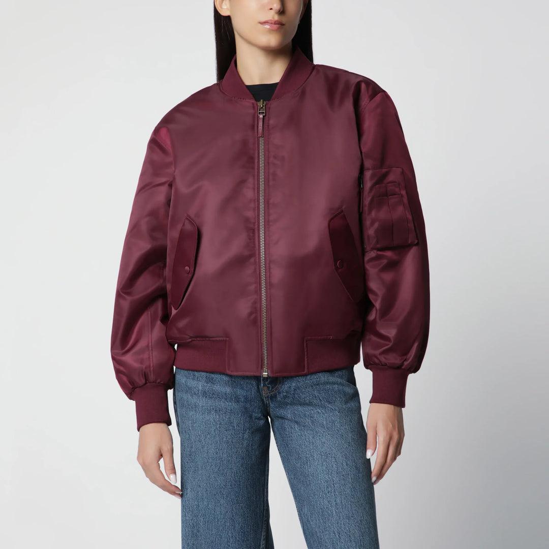 ANINE BING - Leon zip-up bomber jacket in burgundy Brand XS