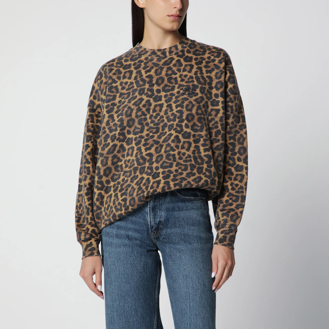 ANINE BING - Miles Hoodie with Leopard Print Brand XS