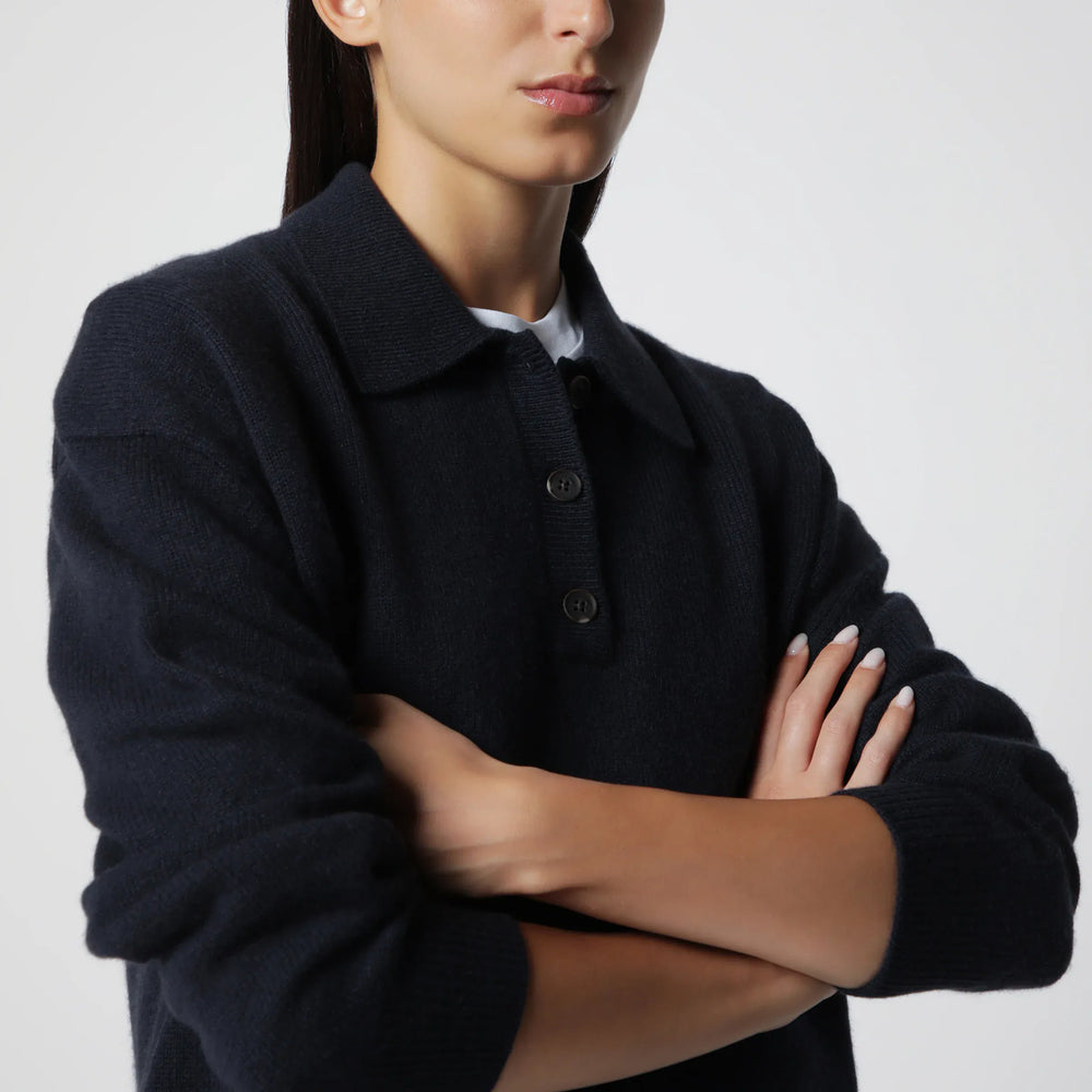 ANINE BING - Navy cashmere polo sweater Brand
