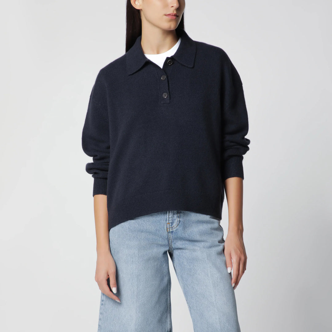 ANINE BING - Navy cashmere polo sweater Brand XS