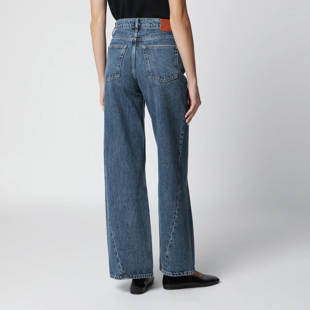 ANINE BING - Washed blue jeans with curved front seams Brand