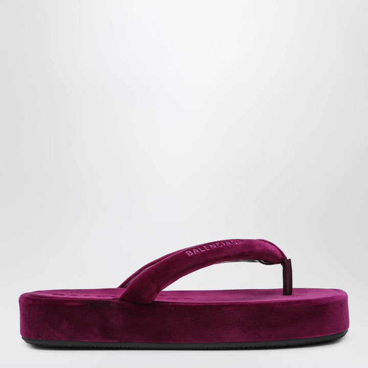 Balenciaga - Jet Lag stretch velvet flip-flops in purple Brand Apparel &amp; Accessories