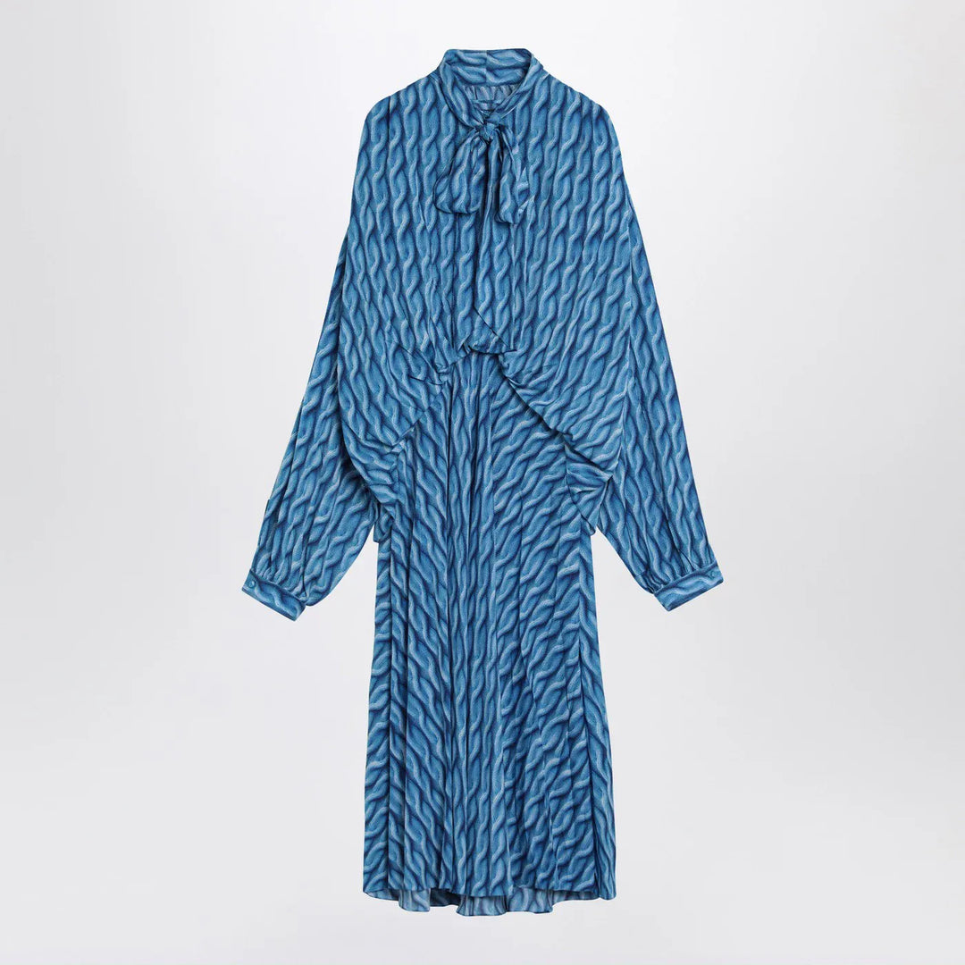 Balenciaga - Midi dress with bow and blue print Brand Apparel &amp; Accessories 36  FR