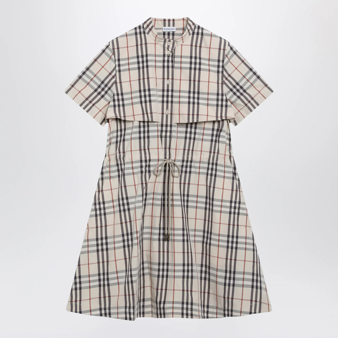 Burberry - Beige check short-sleeve cotton dress Brand Apparel & Accessories 6 UK
