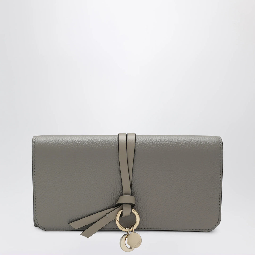 Chloé - Grey Alphabet flap wallet in grained leather Brand Apparel & Accessories TU