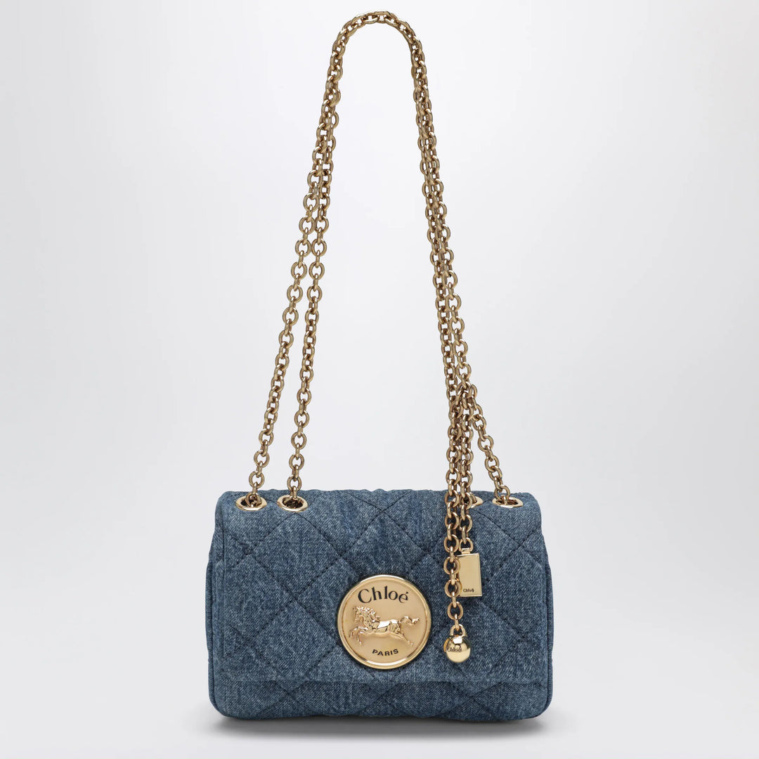 Chloé - Heritage small quilted denim shoulder bag in blue Brand Apparel & Accessories TU