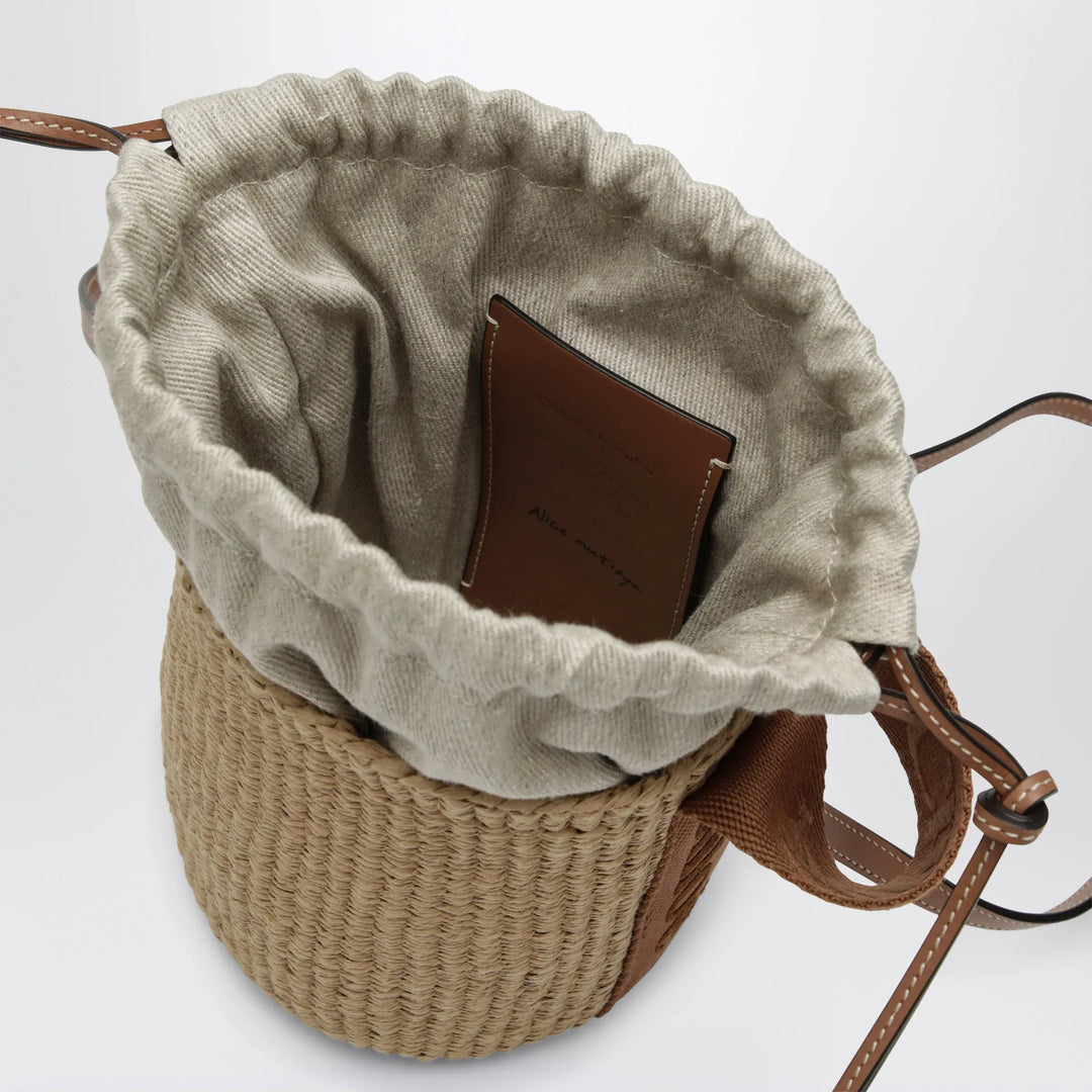 Chloé - Small Woody bucket bag in woven paper and leather, beige Brand Apparel &amp; Accessories TU