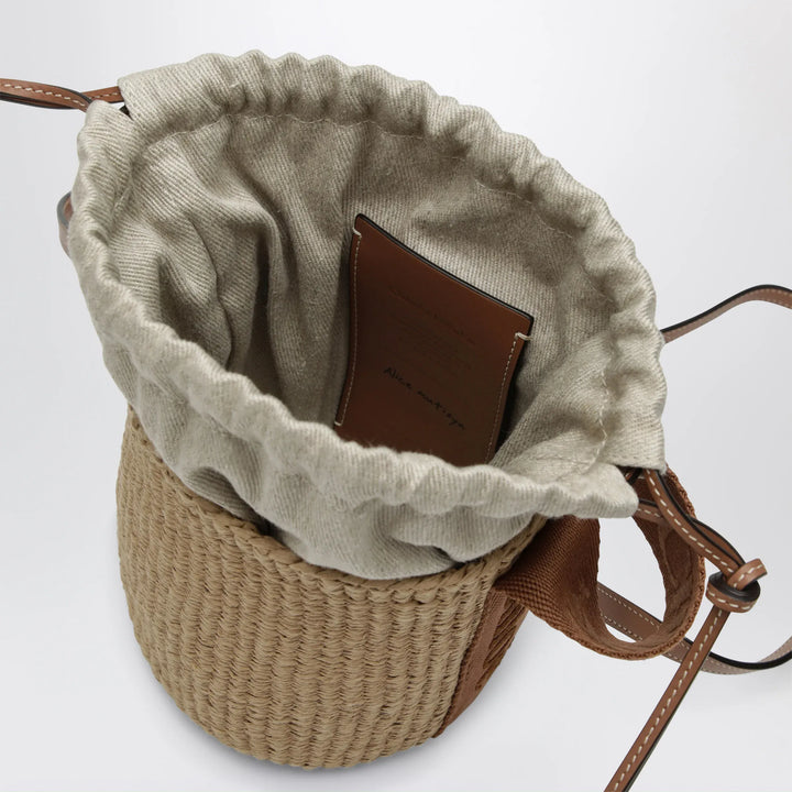 Chloé - Small Woody bucket bag in woven paper and leather, beige Brand Apparel &amp; Accessories TU