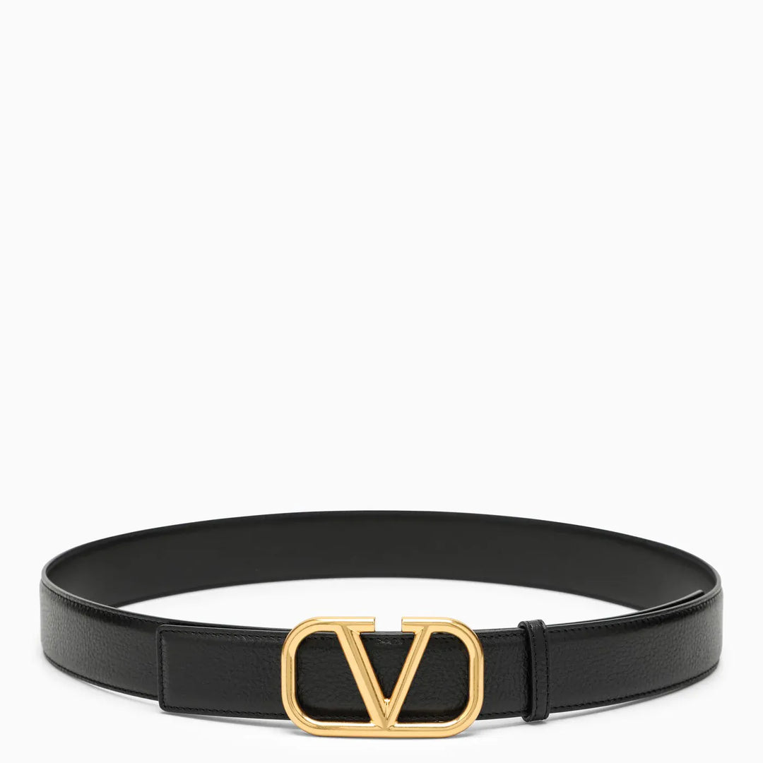 Valentino Garavani - Vlogo black/gold leather belt Brand Apparel & Accessories > Clothing Accessories > Belts 105 EU