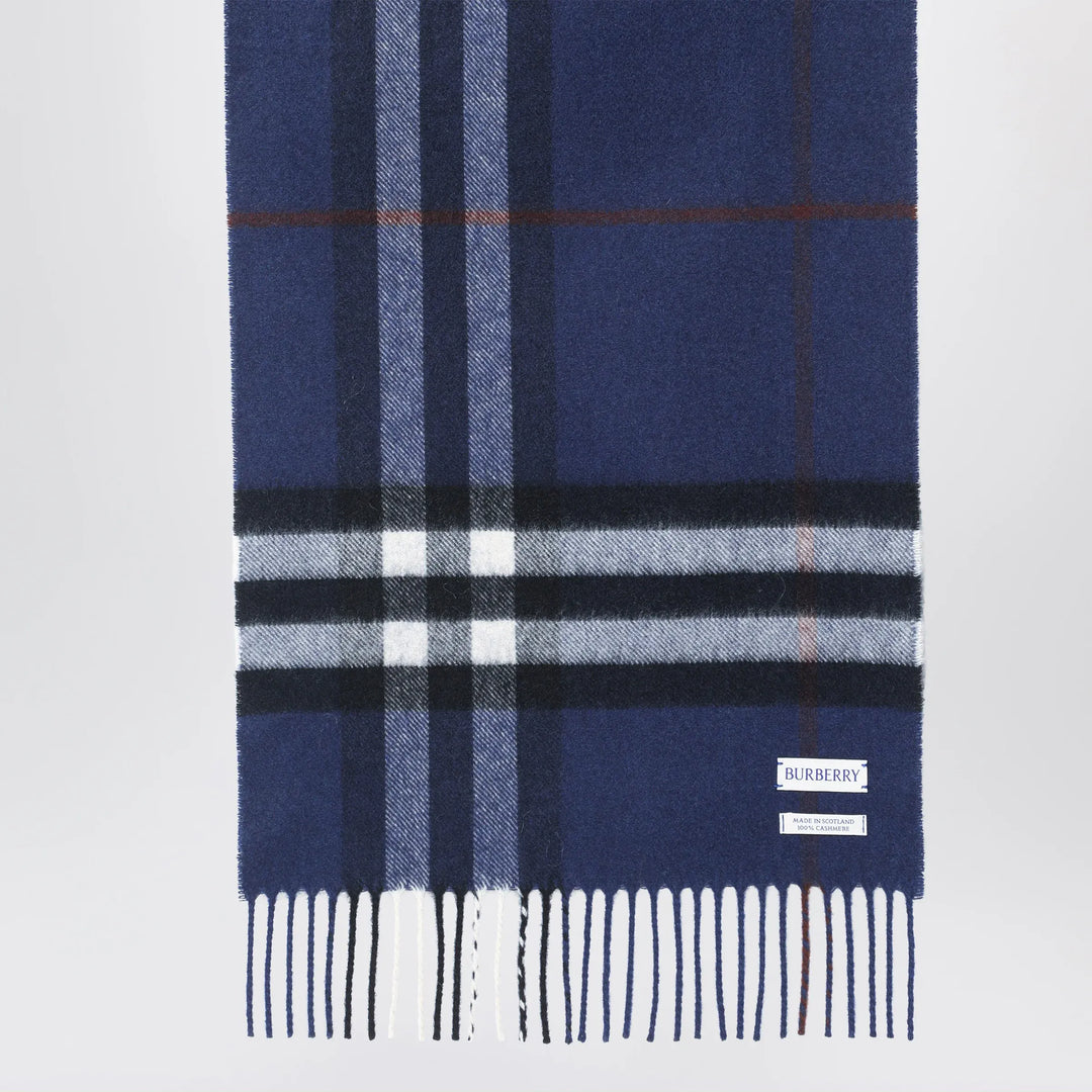 Burberry - Blue cashmere scarf with a checked pattern Brand Apparel &amp; Accessories > Clothing Accessories > Scarves &amp; Shawls TU