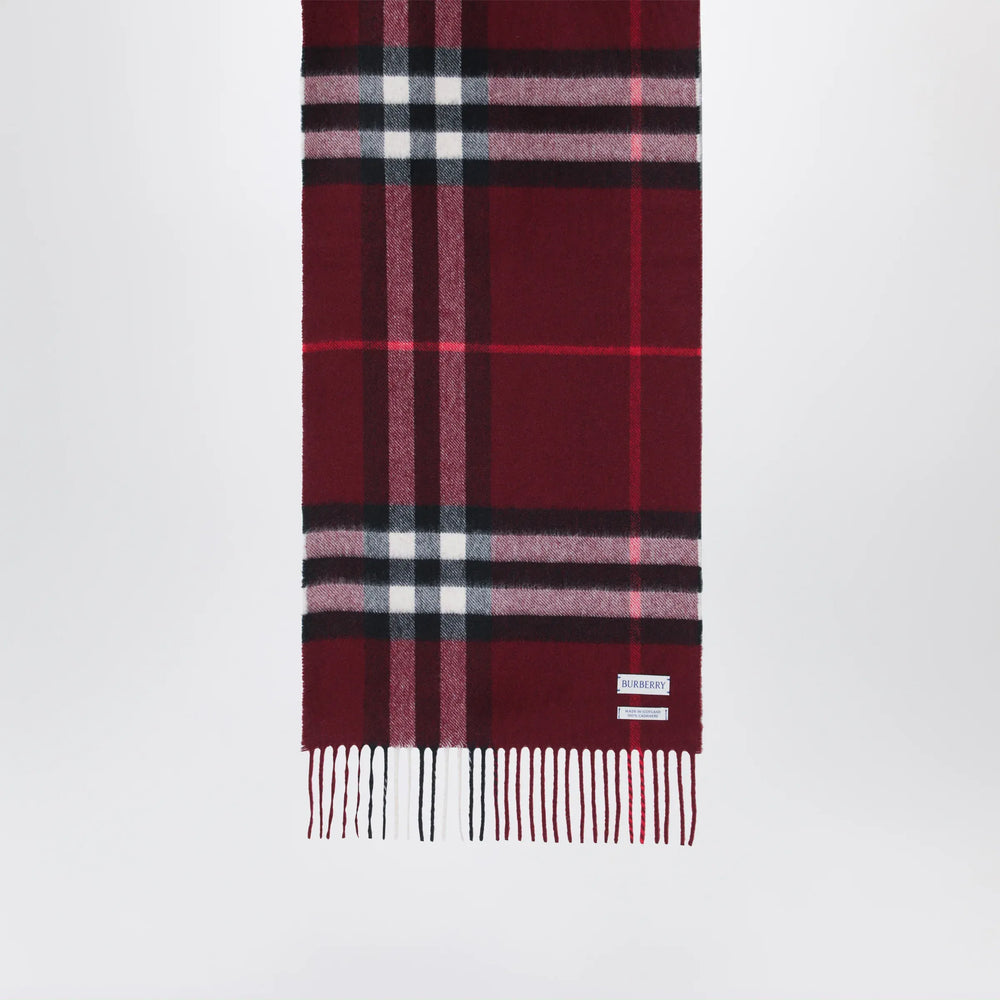 Burberry - Burgundy cashmere scarf with a checked pattern Brand Apparel & Accessories > Clothing Accessories > Scarves & Shawls TU