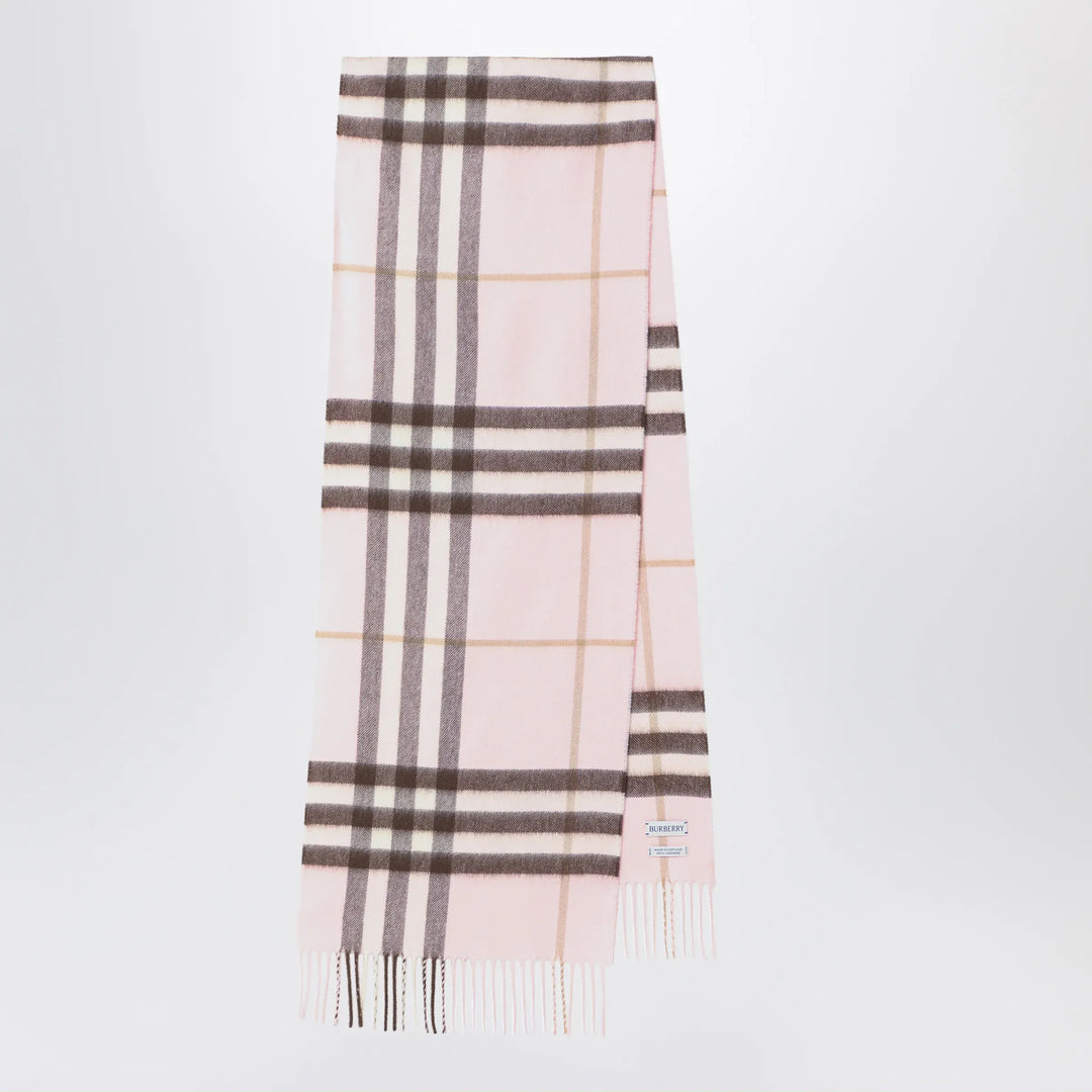 Burberry - Pink cashmere scarf with a checked pattern Brand Apparel & Accessories > Clothing Accessories > Scarves & Shawls TU