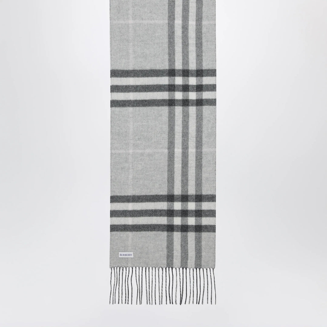 Burberry - Reversible Check cashmere scarf with EKD in grey Brand Apparel &amp; Accessories > Clothing Accessories > Scarves &amp; Shawls TU