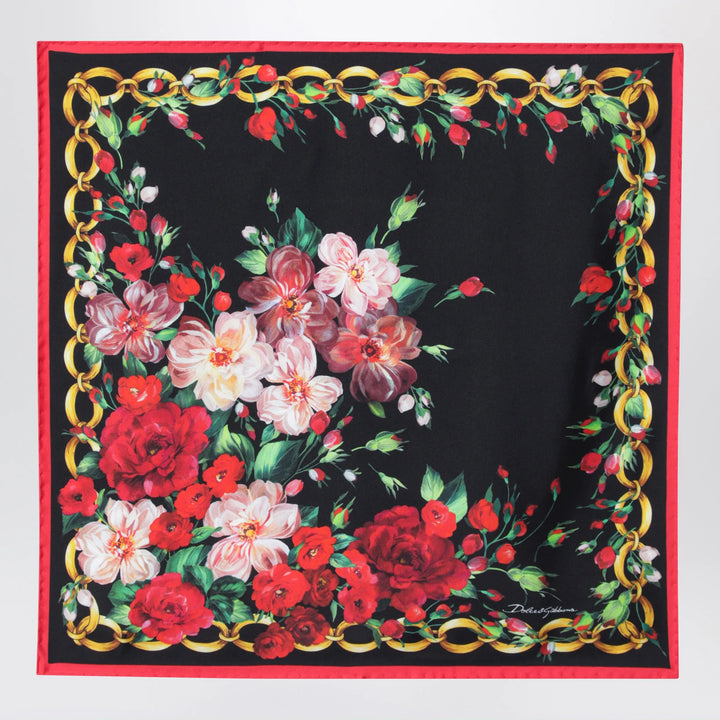 Dolce&amp;Gabbana - 50x50 silk twill scarf with chain border in pink Brand Apparel &amp; Accessories > Clothing Accessories > Scarves &amp; Shawls TU