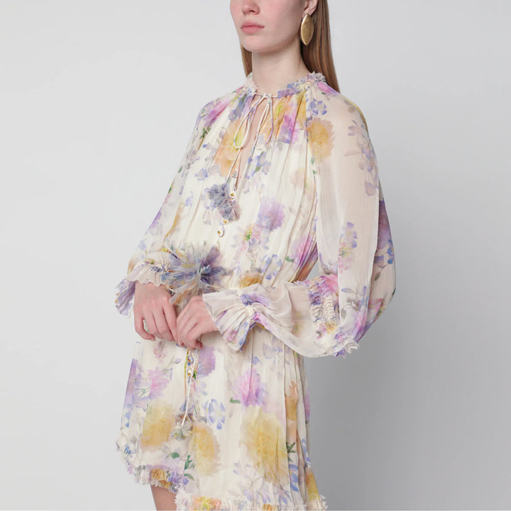 ZIMMERMANN - Cream short jumpsuit with floral pattern Brand Apparel &amp; Accessories > Clothing > One-Pieces > Jumpsuits &amp; Rompers